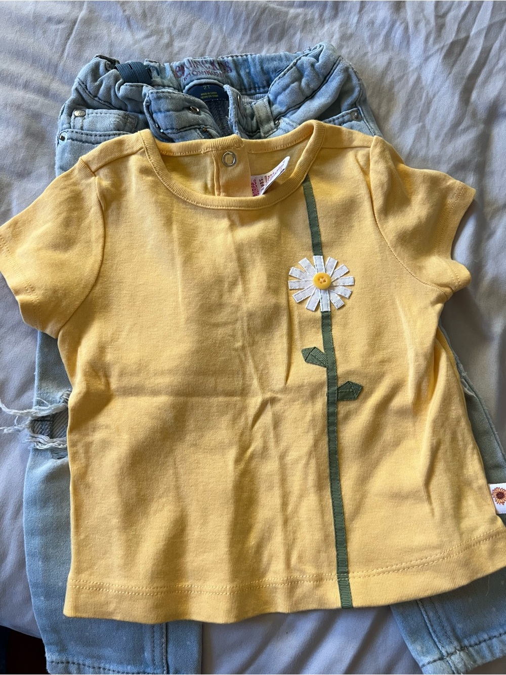 Gymboree Yellow Daisy Appliqué Top + Pant bundle